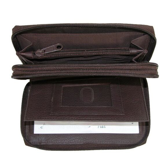 Paul & Taylor Leather Double Zippered Checkbook Cover Wallet - Picture 2 of 4